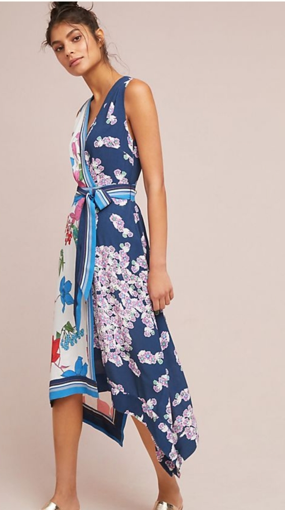 Maeve Botanica Faux Wrap Dress Size 2 Missing Belt